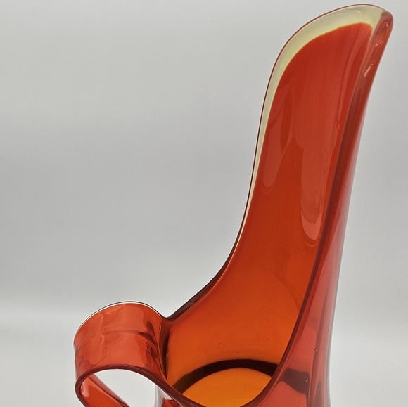 Vintage L.E. Smith Amberina Swung Stretch Art Glass Amberina Pitcher Glows 17.5" - Picture 9 of 14